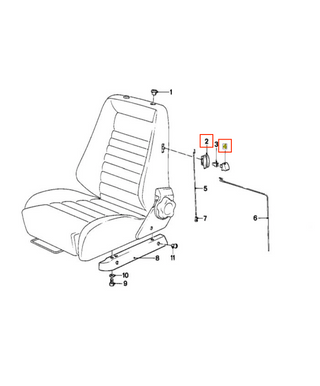 BMW E23 E24 E28 E30 Recaro Seat Backrest Release Lever Trim Cover And Handle Black 52101883321 & 52101883322