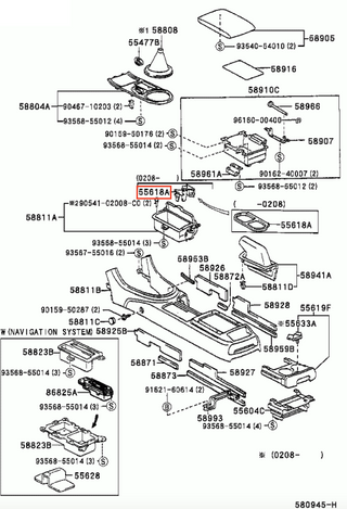 Lexus IS200/300 Holder Console Box Cup Black 55618-53040