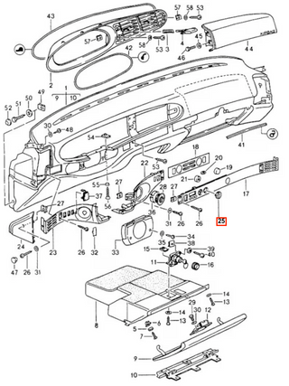 Porsche 944 968 Dash Trim Grille For Temperature Sensor Black 94455245100