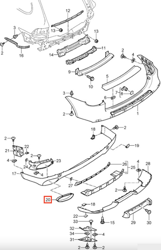 Porsche Cayenne GTS Rear Bumper Exhaust Oval Trim Left Or Right Primed 95550583700 / 95550583800