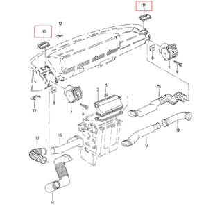 VW Golf Convertible, Jetta MK1 GTI Soft Dashboard Top Black Right And Left Side Air Vent 161819705 & 161819706