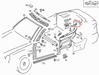 Mercedes W208 CLK Interior Rear Seat Belt Outlet Cover Trim Left or Right (A2086920358 / A2086920458) - All Colors