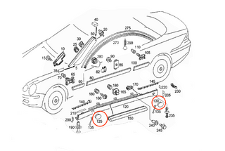 W215 CL AMG Jack Cover Rocker Panel Trim Cap Plug Covers - Set of 4 - Mercedes A2156982130 A2156982230