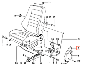 BMW E30 Recaro Seat Trim – Outer Mechanism Upper Part Left Or Right Black 52101909237 / 52101909238