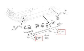 Mercedes W202 Jack Cover Rocker Panel Trim Cap Plug Cover Set of 4 (A2026982330 - A2026982630)